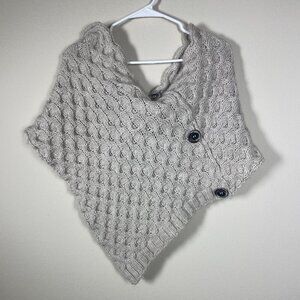 NWT! Fratelli Talli Italy Wool Alpaca Acrylic Oatmeal Knit Poncho Cape O/S!